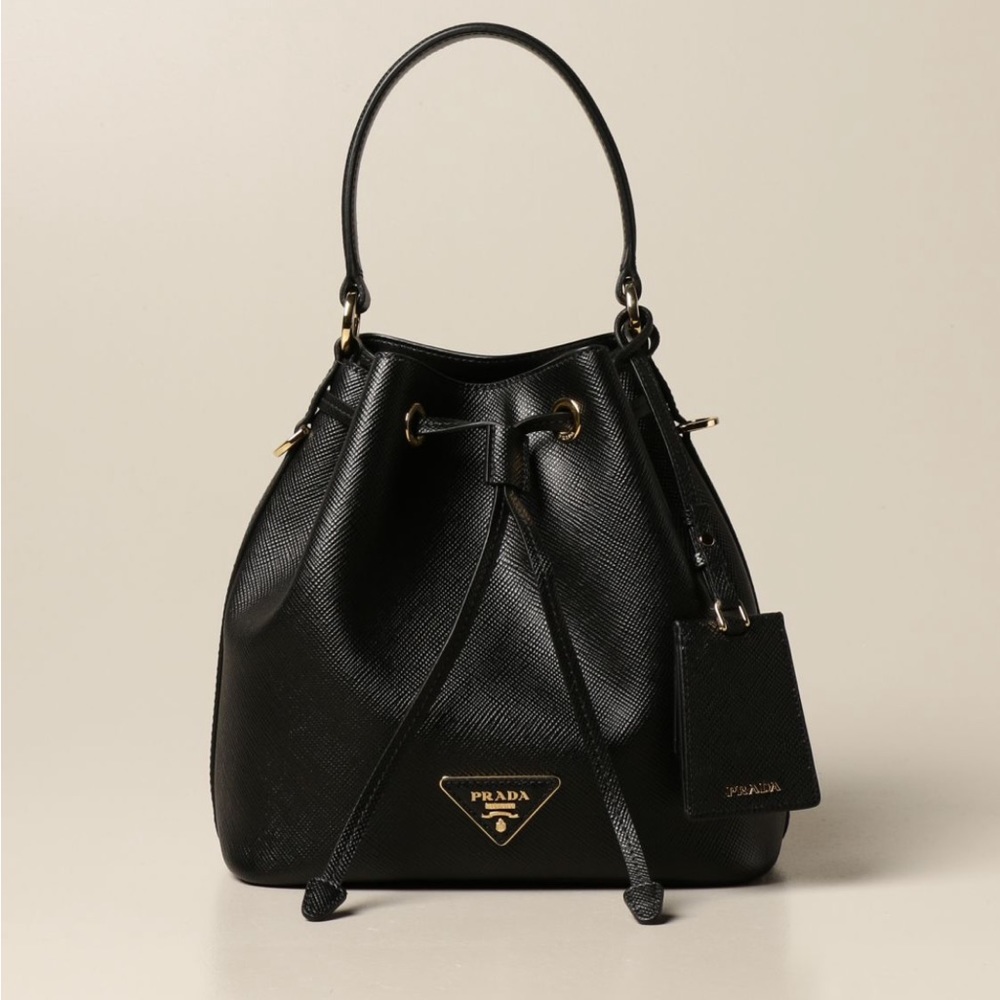 Prada Black Saffiano Leather Bucket Bag NWOT
